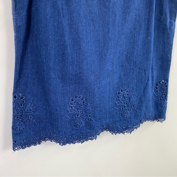 Madewell Iris Lace Denim Chambray Zippered Back Top Tank Size Small - Picture 5 of 11